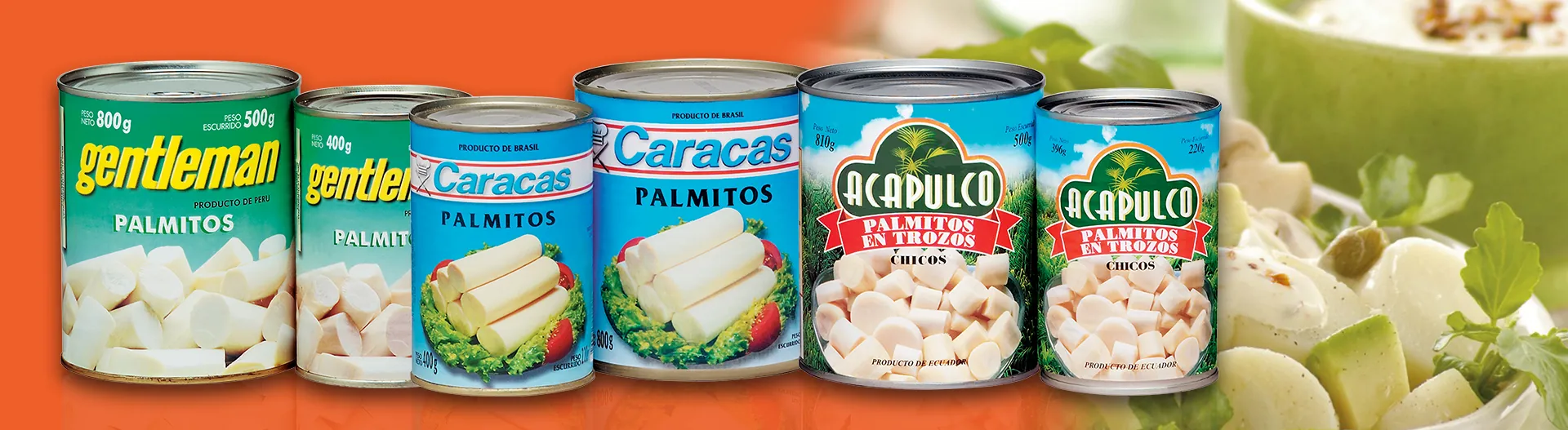 Latas de palmitos Gentleman, Caracas y Acapulco